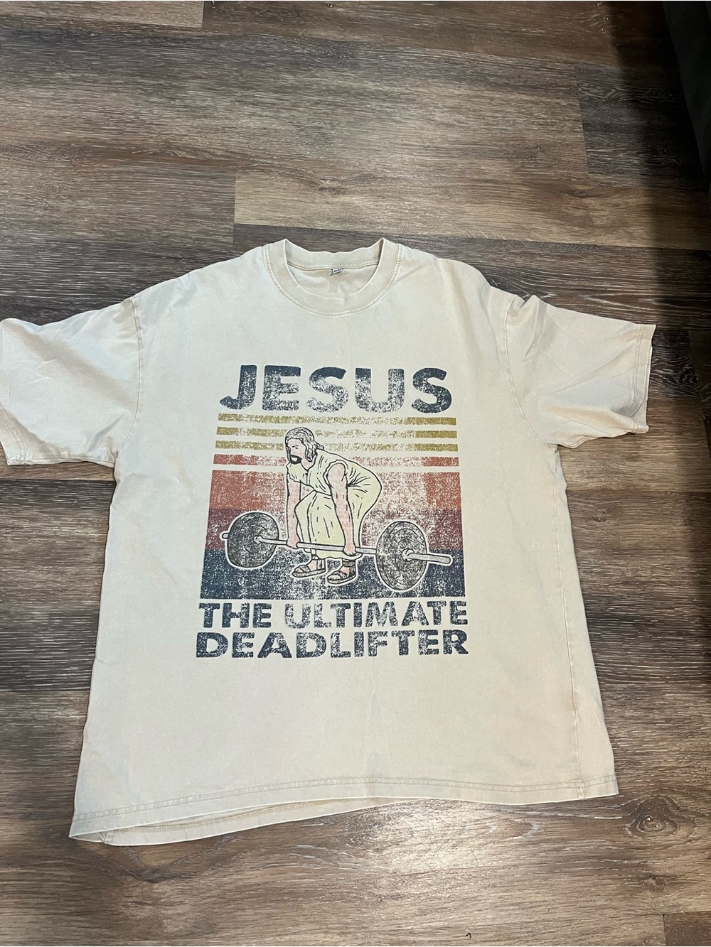 Jesus The Ultimate Deadlifter Graphic Tee - Beige